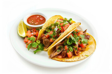 A popular Mexican dish on a white background, studio shot