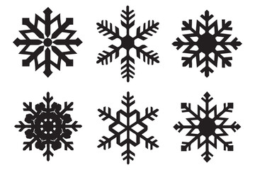 black silhouette snowflake white background vector