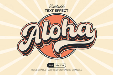 Aloha Text Effect Retro Vintage Style.