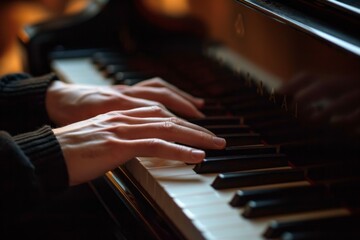 Fototapeta premium hands playing the piano, Generative AI