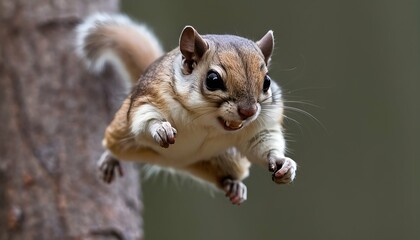 A Flying Squirrel With Its Claws Gripping A Nut - obrazy, fototapety, plakaty