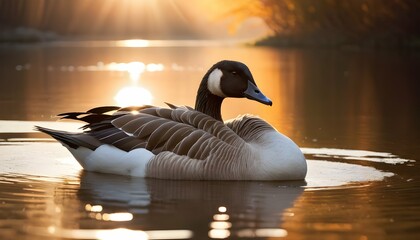 A Goose With Its Feathers Shimmering In The Sunlig