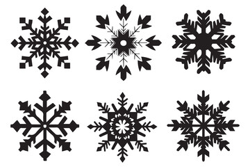 black silhouette snowflake white background vector