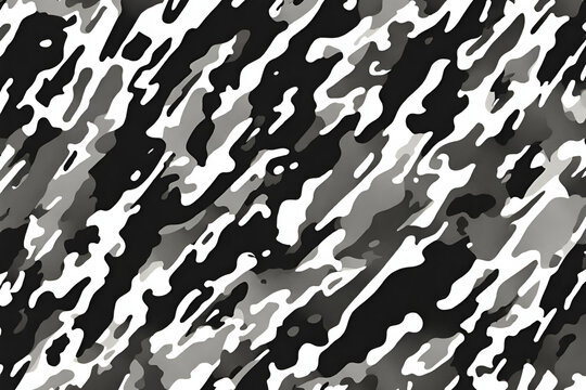 Black and white camouflage repeats seamless. Masking camo. Classic clothing print. monochrome seamless pattern