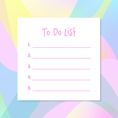 To do list, template. Printable. Colorful background