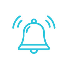 Bell ring icon isolated on white background. From blue icon set.