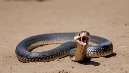 A Cobra With Its Tongue Flicking Out In Search Of Upscaled 4