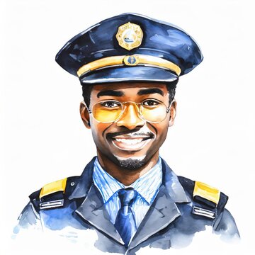 Portrait of a Smiling Police Officer Illustration