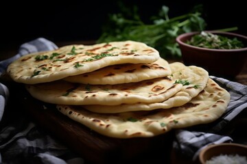 Soft foldable garlic flatbread made with yeast