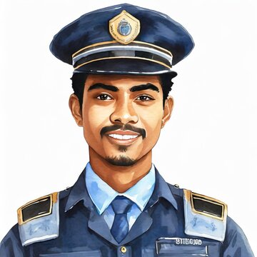 Portrait of a Smiling Police Officer in Uniform