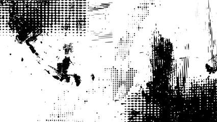 Dot Horizontal Distress Overlay Texture. Subtle grain texture overlay. Grunge vector background. Black and White Texture. Old grunge texture. Dark weathered overlay pattern sample on transparent. - obrazy, fototapety, plakaty