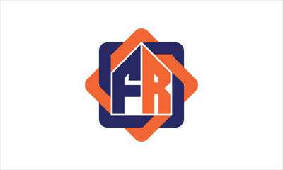 FR real estate logo design vector template.