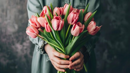 Bouquet of tulips in hands
