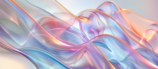 A colorful, flowing wave of water with a pink and blue hue