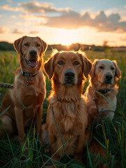 Photo de plusieurs chiens qui font la pause devant l'objectif - obrazy, fototapety, plakaty