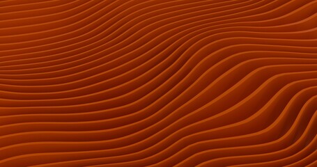 orange wave solid layers abstract background 3d rendered