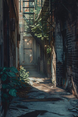 Fototapeta na wymiar A back alley in a city