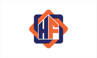 HF real estate logo design vector template.