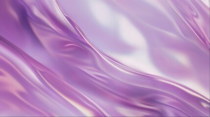 Abstract purple background with wavy texture, shiny and glossy, creating a sense of fluidity. The soft lighting accentuates its curves and contours, adding depth to the composition.