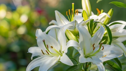 Close up white Lilly blooming in the garden