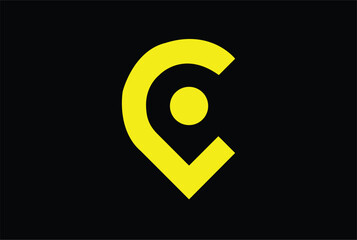 lettre c logo, lettre c and location logo, location logo, logomark, brandmark, icon