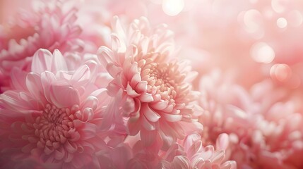 Close-up of chrysanthemum flowers in pink tones with a backdrop of soft lights, ideal for creating a romantic and elegant atmosphere - obrazy, fototapety, plakaty