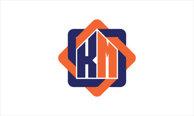 KM real estate logo design vector template.