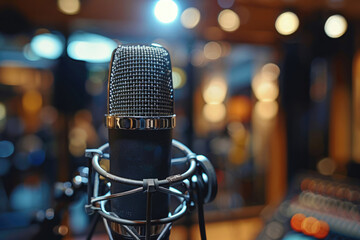 microphone in radio or recording studio