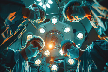 Surgeons team above the patient during surgery