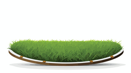 Rounded road sign with grass left flat vector isolat