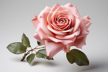 A delicate pink rose positioned gracefully on the side, its gentle tones creating a sense of...