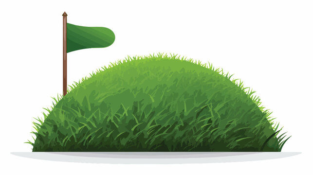 Rounded road sign with grass left flat vector isolat