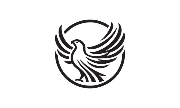 round eagle flying and a line around it | eagle silhouette eagle black and white illustration eagle monochrome eagle logo   