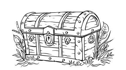 Obraz premium Coloring book for kids, a treasure chest. isolated on a white background. Coloring book for children pirate chest