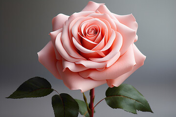 A beautiful pink rose gracefully placed on the side, its soft hues radiating tranquility against a...