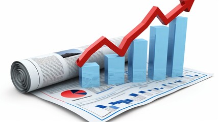 Rising market trend graph arrow with business financial background 3d illustration