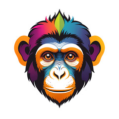 Obraz premium Colorful logotype of a drawn monkey head on a white background