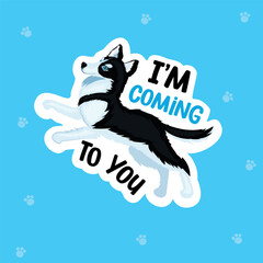 Sticker Cute Siberian Husky dog