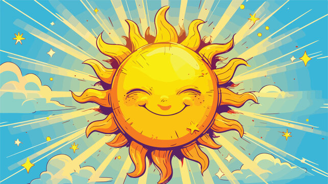 Sun sign illustration. Vector. Black icon in bubble