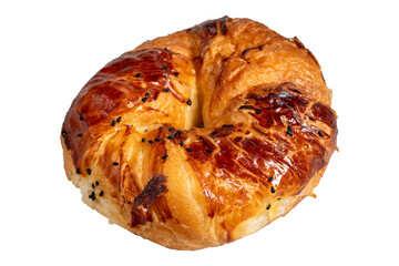 Pastry in a plate. local name poğaça or açma isolated on white background.