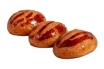 Sekerpare or badempare dessert isolated on white background. Traditional Turkish cuisine flavors. ramadan dessert