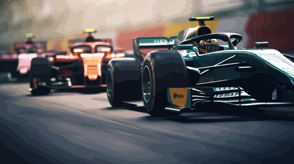 Speed Demons: Formula 1 Cars Unleashing their Inner Beast on the Track - obrazy, fototapety, plakaty