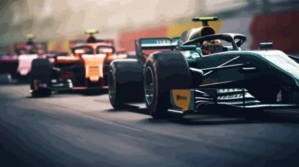 Türaufkleber Speed Demons: Formula 1 Cars Unleashing their Inner Beast on the Track © Tiago