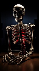 Fototapeta na wymiar Human skeleton in therapy hands adjusting hyperrealistic backlit high resolution