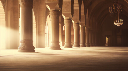 arabic architecture with intricate geometric patterns and soft lighting - obrazy, fototapety, plakaty