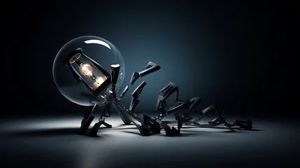 Fotobehang Shattered Bulb Idea Concept on Dark Background © PTC_KICKCAT