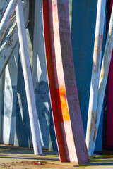 Colorful steel structure, detail of a steel structure, industrial background