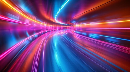Abstract image of fast moving  in tunnel. Motion blur background.