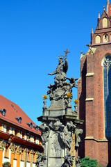 Monument to St. John Nepomucen located on the Cathedral Island, Wroclaw, Poland