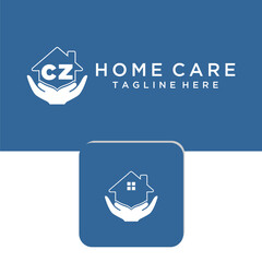 CZ initial monogram logo for home care design - obrazy, fototapety, plakaty
